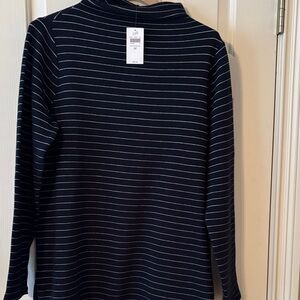 J. Jill Navy and Cream Striped Top